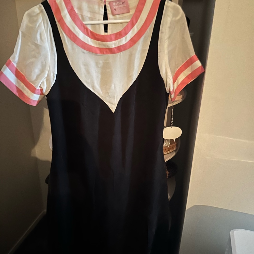 Betty and Veronica Black Dress with Pink and White Accents